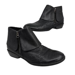 BOC Born Concept Ankle Bootie Womens Size 7 Black Pebbled Leather Side Zip Boot